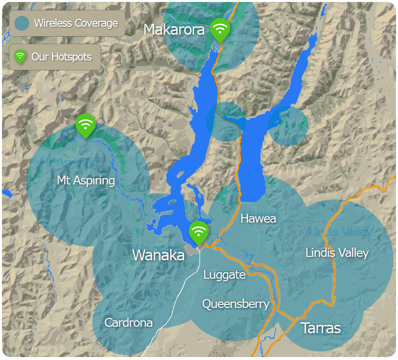 wanaka luggate queensberry cardrona hawea lindis tarras internet