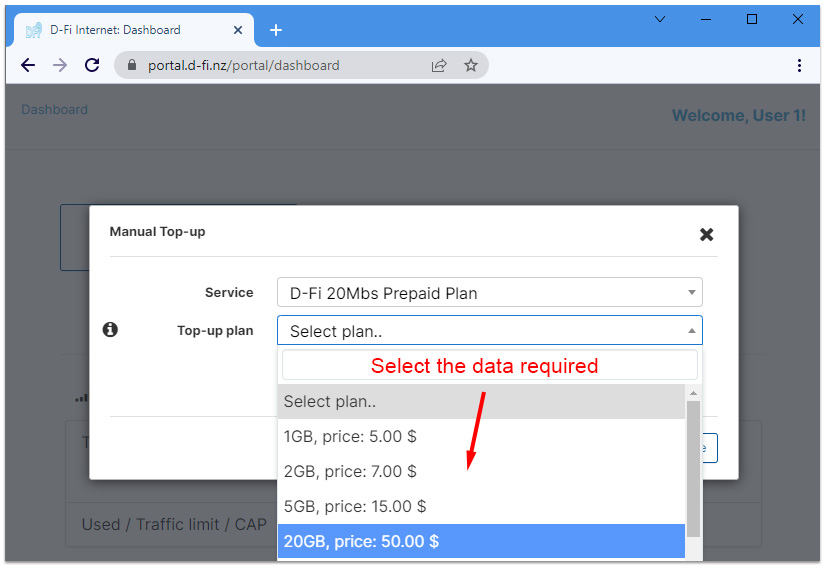 top up choose data